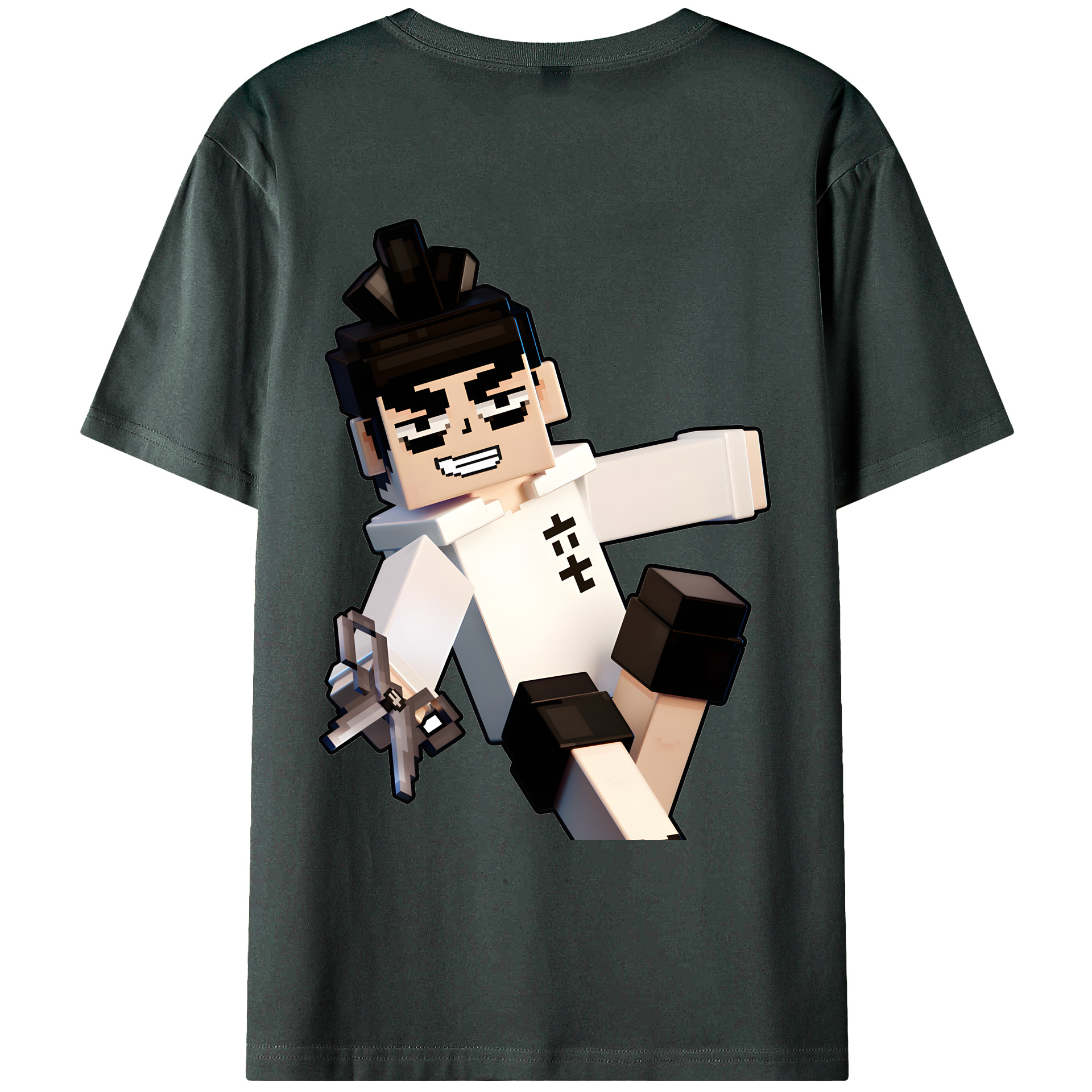 （画像用） マインクラフト ブロックの世界 Minecraft MC Block world 綿100％ メンズ半袖Tシャツ（バックプリント） 通気性